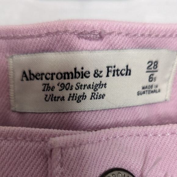 Abercrombie & Fitch Orchid Pink Ultra High Rise 90s Straight Jean Size 6 Short - Picture 3 of 7